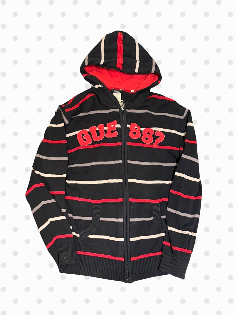 Guess Black & Red Striped Zip Hoodie ❤️